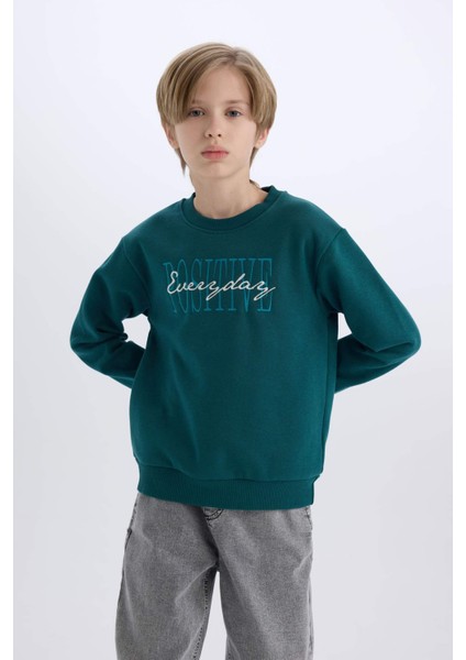 Erkek Çocuk Bisiklet Yaka Baskılı Sweatshirt D3036A824WN