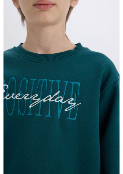 Erkek Çocuk Bisiklet Yaka Baskılı Sweatshirt D3036A824WN