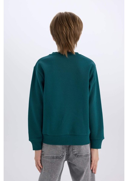 Erkek Çocuk Bisiklet Yaka Baskılı Sweatshirt D3036A824WN