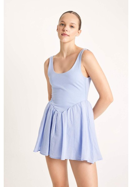 Coool Yuvarlak Yaka Kalın Askılı Mini Elbise D5005AX24HS