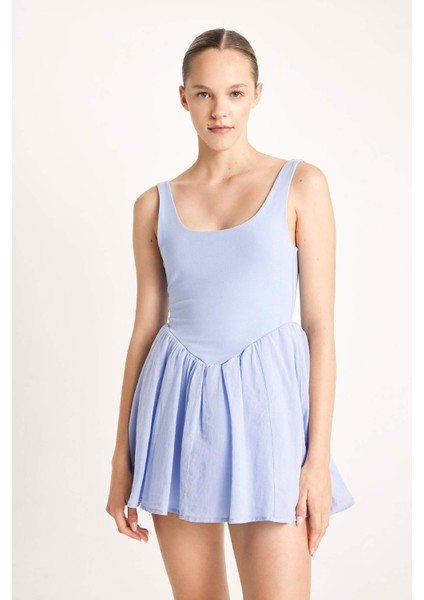 Coool Yuvarlak Yaka Kalın Askılı Mini Elbise D5005AX24HS