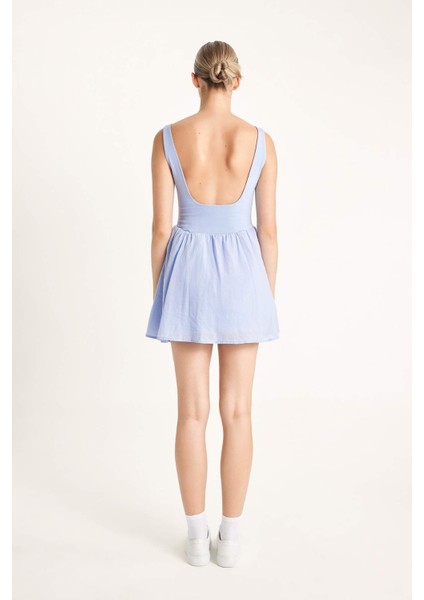 Coool Yuvarlak Yaka Kalın Askılı Mini Elbise D5005AX24HS