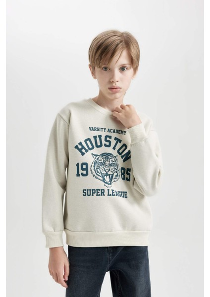 Erkek Çocuk Bisiklet Yaka Baskılı Sweatshirt D3030A824WN