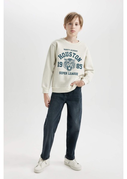 Erkek Çocuk Bisiklet Yaka Baskılı Sweatshirt D3030A824WN