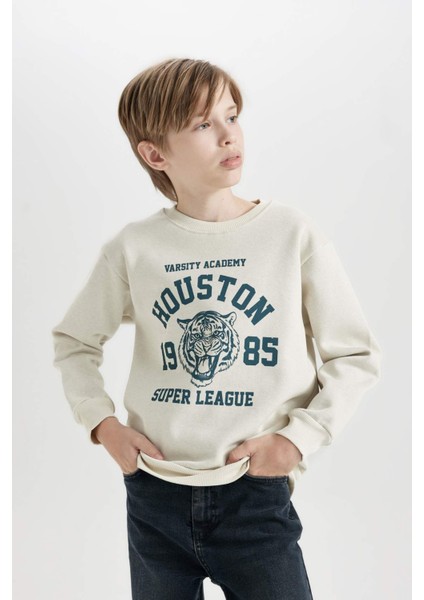 Erkek Çocuk Bisiklet Yaka Baskılı Sweatshirt D3030A824WN