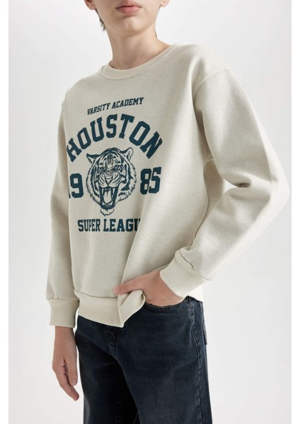Erkek Çocuk Bisiklet Yaka Baskılı Sweatshirt D3030A824WN