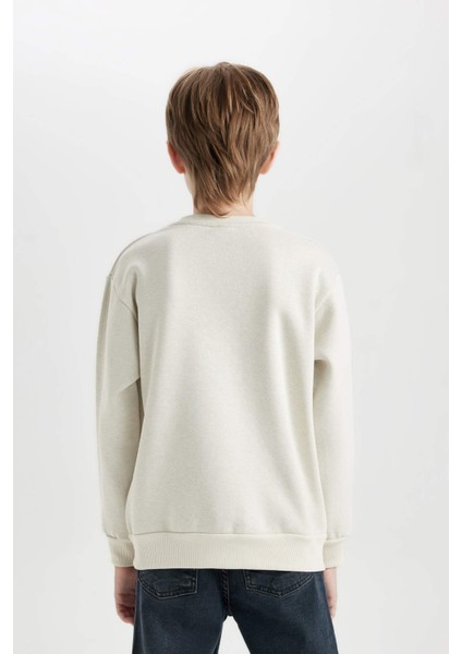 Erkek Çocuk Bisiklet Yaka Baskılı Sweatshirt D3030A824WN