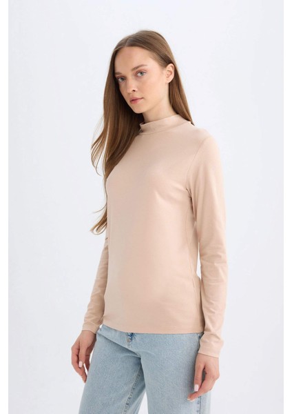 Yarım Balıkçı Yaka Basic Düz Uzun Kollu Tişört D5018AX24AU