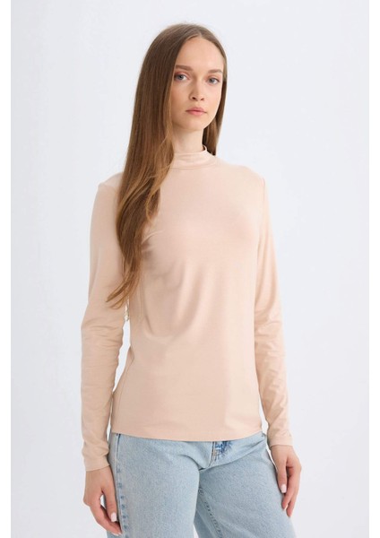 Yarım Balıkçı Yaka Basic Düz Uzun Kollu Tişört D5018AX24AU