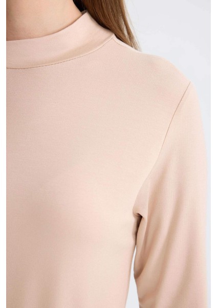 Yarım Balıkçı Yaka Basic Düz Uzun Kollu Tişört D5018AX24AU