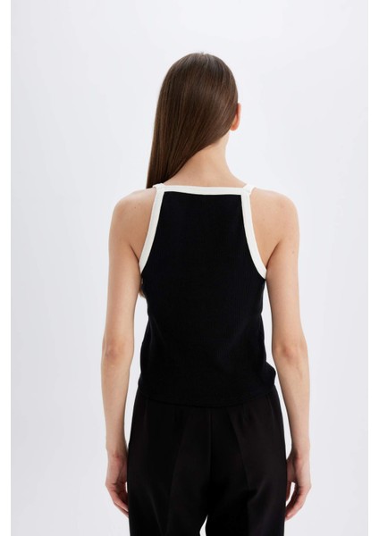 Slim Fit Dar Kesim V Yaka Fitilli Kaşkorse Atlet D5404AX24SM