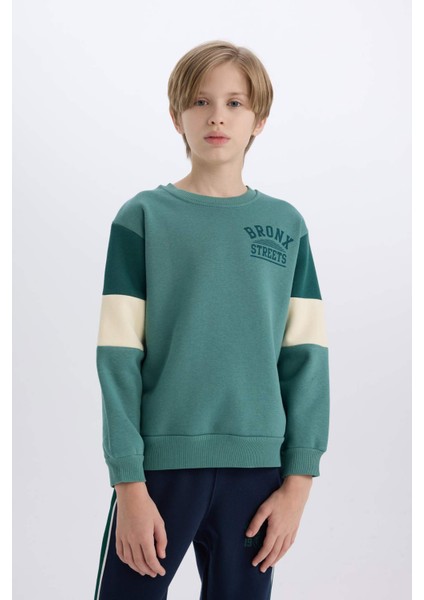 Erkek Çocuk Bisiklet Yaka Baskılı Sweatshirt D3059A824WN
