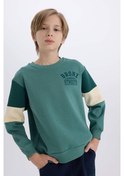 Erkek Çocuk Bisiklet Yaka Baskılı Sweatshirt D3059A824WN