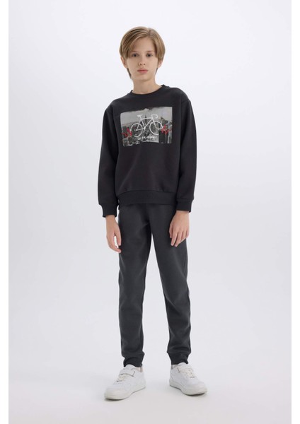 Erkek Çocuk Bisiklet Yaka Baskılı Sweatshirt D3038A824WN
