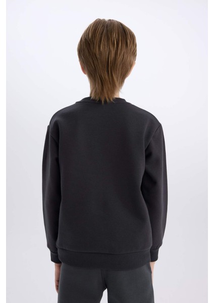 Erkek Çocuk Bisiklet Yaka Baskılı Sweatshirt D3038A824WN