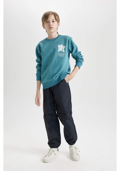 Erkek Çocuk Baskılı Bisiklet Yaka Sweatshirt