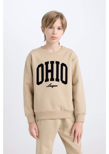 Erkek Çocuk Bisiklet Yaka Baskılı Sweatshirt D3034A824WN