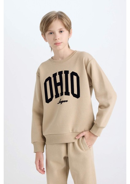 Erkek Çocuk Bisiklet Yaka Baskılı Sweatshirt D3034A824WN