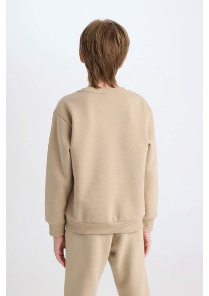 Erkek Çocuk Bisiklet Yaka Baskılı Sweatshirt D3034A824WN