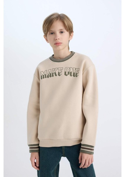 Erkek Çocuk Bisiklet Yaka Baskılı Sweatshirt D3054A824WN