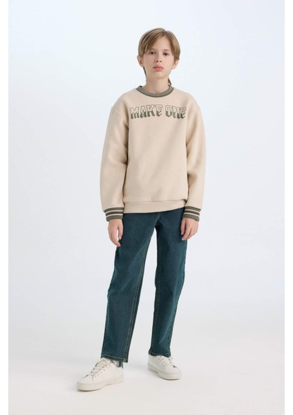 Erkek Çocuk Bisiklet Yaka Baskılı Sweatshirt D3054A824WN
