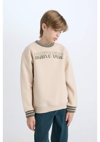 Erkek Çocuk Bisiklet Yaka Baskılı Sweatshirt D3054A824WN