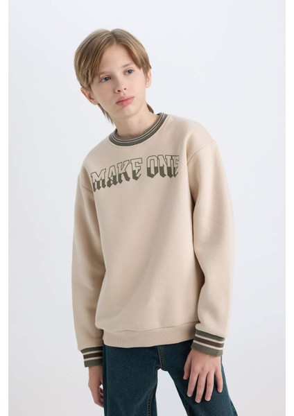 Erkek Çocuk Bisiklet Yaka Baskılı Sweatshirt D3054A824WN