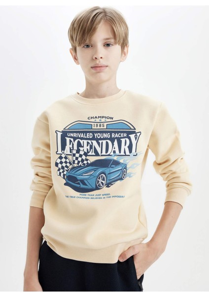 Erkek Çocuk Bisiklet Yaka Baskılı Sweatshirt D3051A824WN