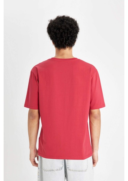 Regular Fit Bisiklet Yaka Baskılı Pamuklu Kısa Kollu Tişört B5077AX24AU