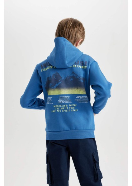 Erkek Çocuk Kapüşonlu Sırt Baskılı Cepli Sweatshirt D3052A824WN