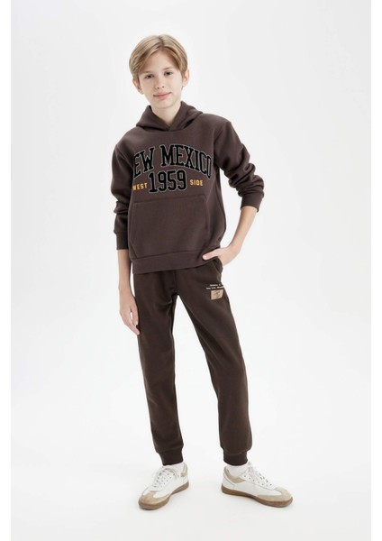 Erkek Çocuk Baskılı Kapüşonlu Kanguru Cepli Sweatshirt D3055A824WN