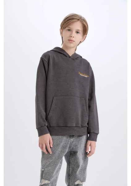 Erkek Çocuk Kapüşonlu Sırt Baskılı Sweatshirt D3060A824WN