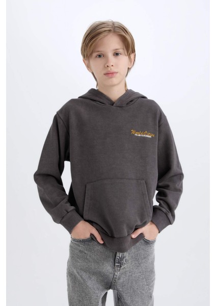 Erkek Çocuk Kapüşonlu Sırt Baskılı Sweatshirt D3060A824WN