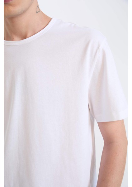 %100 Pamuk Regular Fit Bisiklet Yaka Kısa Kollu Ağır Kumaş Tişört D5481AX25SP