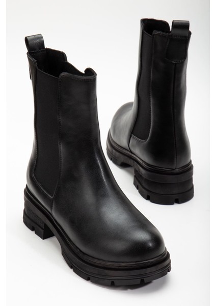 Luna Yanı Lastikli Rugan Bot Siyah fırsatları