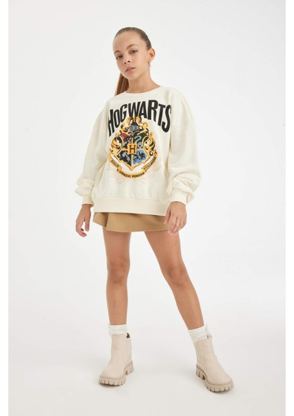 Kız Çocuk Harry Potter Oversize Geniş Kalıp Bisiklet Yaka Sweatshirt D3861A824AU