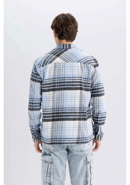 Regular Fit Kareli Oduncu Flanel Uzun Kollu Gömlek S9275AZ24AU
