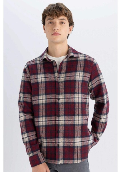 Regular Fit Kareli Oduncu Flanel Uzun Kollu Gömlek S9275AZ24AU