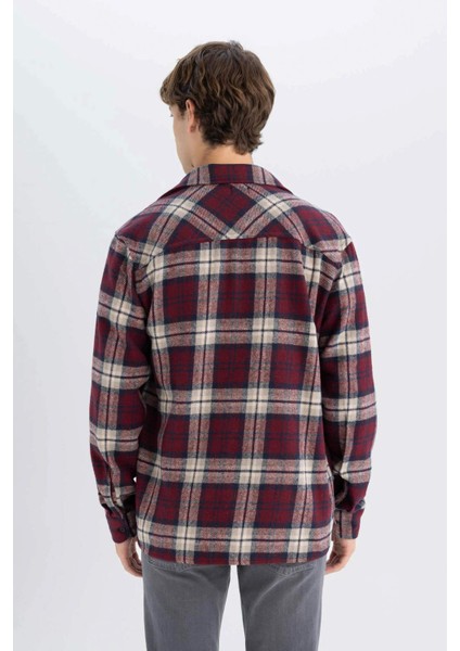 Regular Fit Kareli Oduncu Flanel Uzun Kollu Gömlek S9275AZ24AU