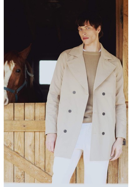 Slim Fit Dar Kesim Düğmeli Kemerli Trençkot D5528AX25SP