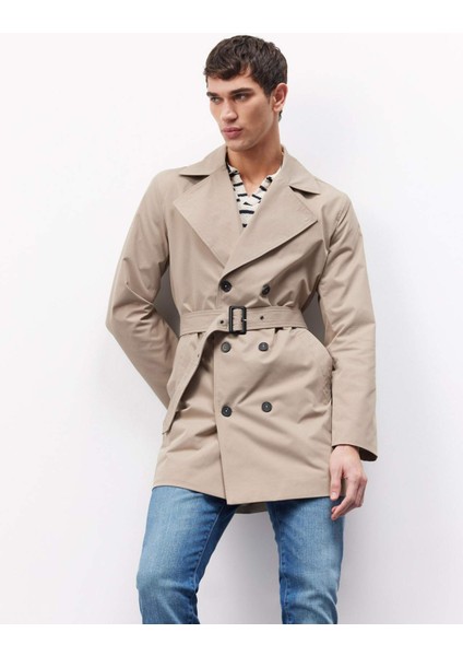 Slim Fit Dar Kesim Düğmeli Kemerli Trençkot D5528AX25SP