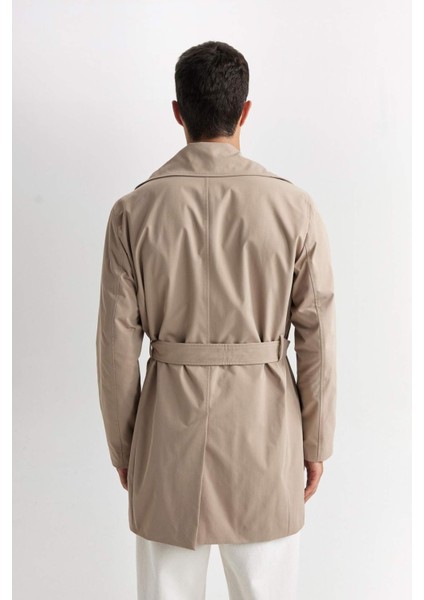 Slim Fit Dar Kesim Düğmeli Kemerli Trençkot D5528AX25SP