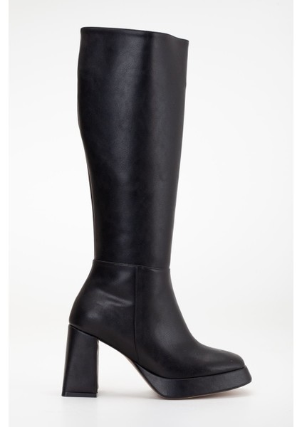 Tilbe Topuklu Deri Çizme Siyah indirimleri
