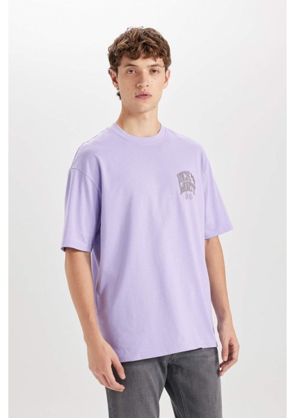%100 Pamuk Rick and Morty Boxy Fit Bisiklet Yaka Sırt Baskılı Kısa Kollu Tişört D5465AX25SP