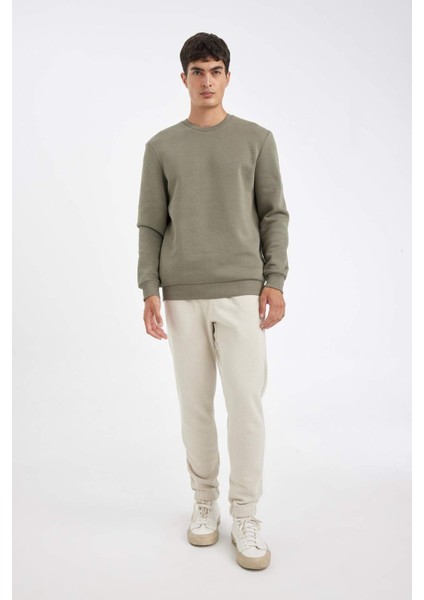 Relax Fit Kalın Jogger Eşofman Altı Basic Düz Beli Bağcıklı Lastikli Paça Cepli U7438AZ24AU