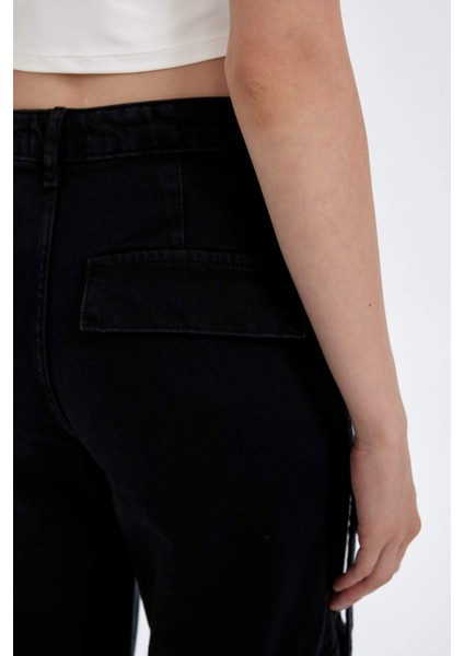 Wide Leg Kargo Yüksek Bel Uzun Jean Pantolon D4320AX24AU