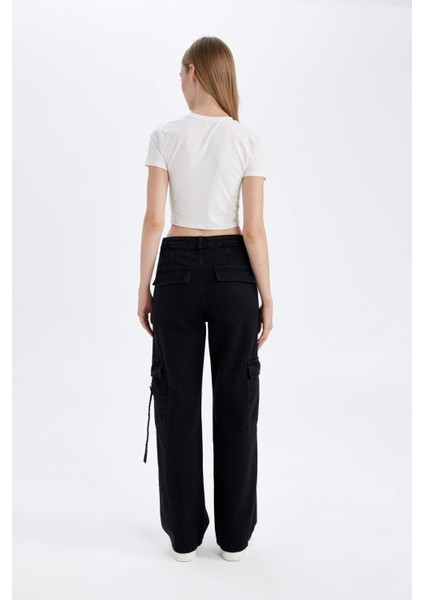 Wide Leg Kargo Yüksek Bel Uzun Jean Pantolon D4320AX24AU