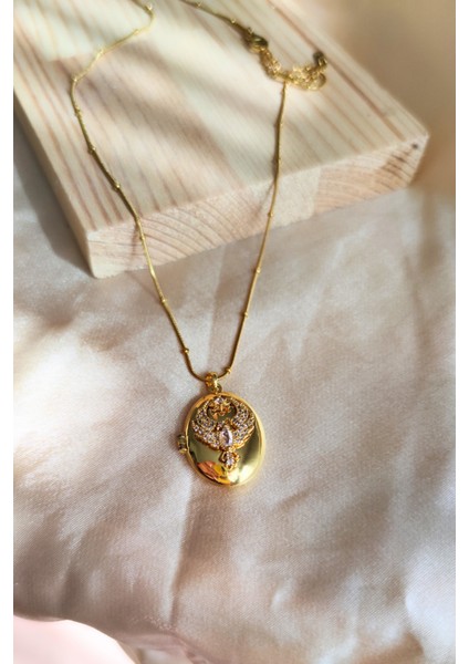 Kapaklı Fotoğraflık Taşlı Anka Kuşu Alya Çelik Kolyesi indirimleri