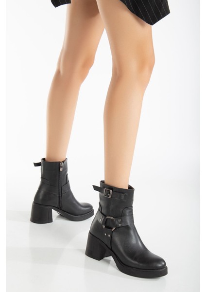 Hanna Topuklu Deri Bot Bej