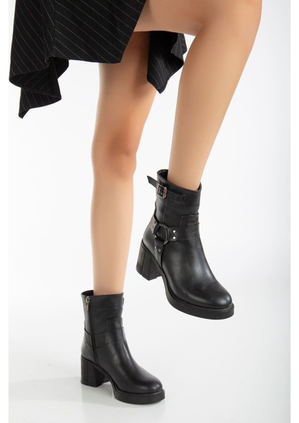 Hanna Topuklu Deri Bot Bej modelleri